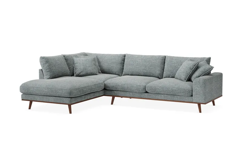 Copenhagen Premium 4-personers Venstrevendt L-formet Dyb Chaiselongsofa i Chenille - Grå/blå - Møbler - Sofaer - Sofaer med sjeselong - 4 seters sofa med divan