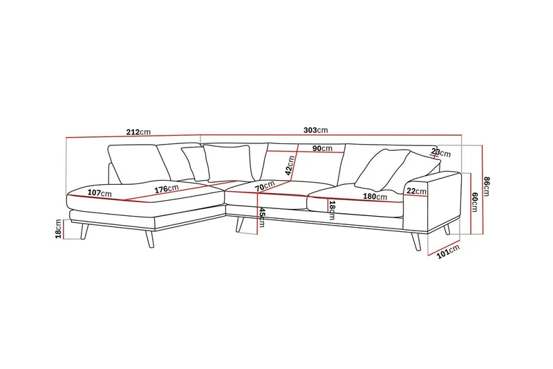 Copenhagen Premium 4-personers Venstrevendt L-formet Dyb Chaiselongsofa i Chenille - Grå - Møbler - Sofaer - Sofaer med sjeselong - 4 seters sofa med divan