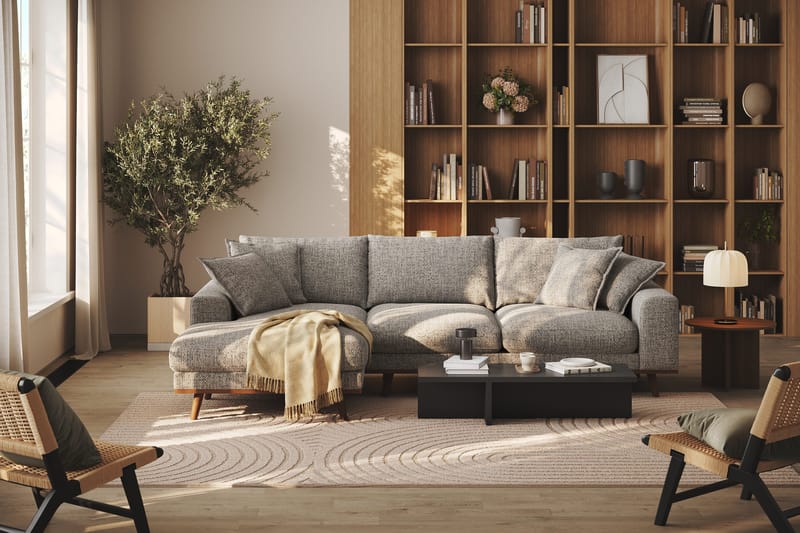 Copenhagen Premium 4-personers Venstrevendt L-formet Dyb Divansofa i Chenille - Grå - Møbler - Sofaer - Sofaer med sjeselong - 4 seters sofa med divan