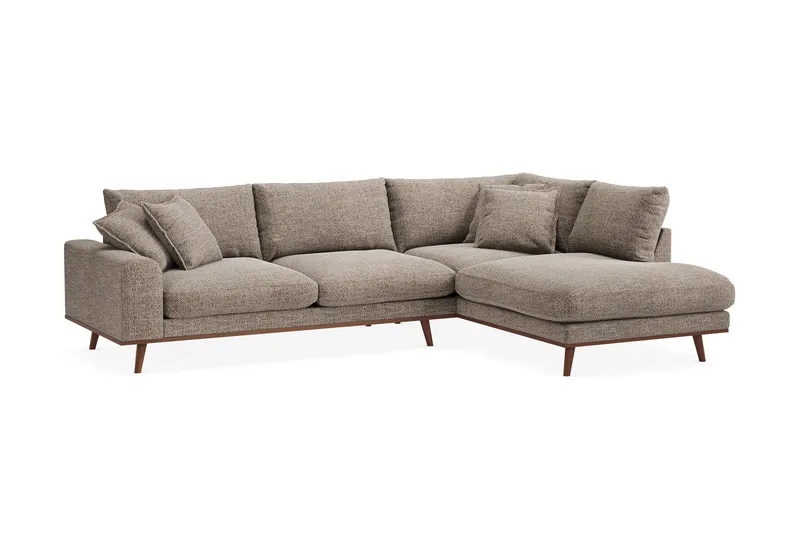 Copenhagen Premium 4-personers Højrevendt L-formet Dyb Chaiselongsofa i Chenille - Brun - Møbler - Sofaer - Sofaer med sjeselong - 4 seters sofa med divan