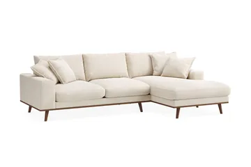 Copenhagen Premium 4-personers Højrevendt L-formet Dyb Divansofa i Chenille - Lys beige - Møbler - Sofaer - Sofaer med sjeselong - 4 seters sofa med divan
