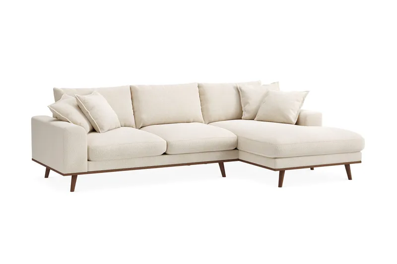 Copenhagen Premium 4-personers Højrevendt L-formet Dyb Divansofa i Chenille - Lys beige - Møbler - Sofaer - Sofaer med sjeselong - 4 seters sofa med divan