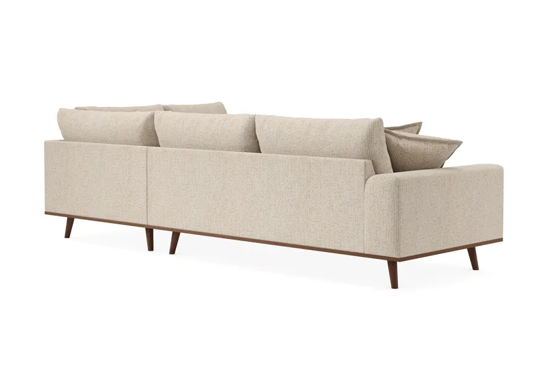 Copenhagen Premium 4-personers Højrevendt L-formet Dyb Chaiselongsofa i Chenille - Beige - Møbler - Sofaer - Sofaer med sjeselong - 4 seters sofa med divan