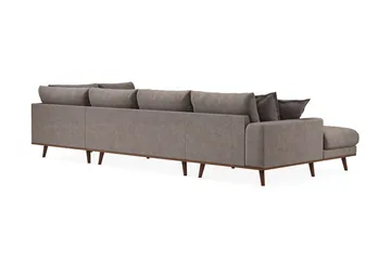 Copenhagen Premium 5-personers Højrevendt U-formet Dyb Sofa med Divan og Chaiselong i Stoff - Brun - Møbler - Sofaer - U-sofa