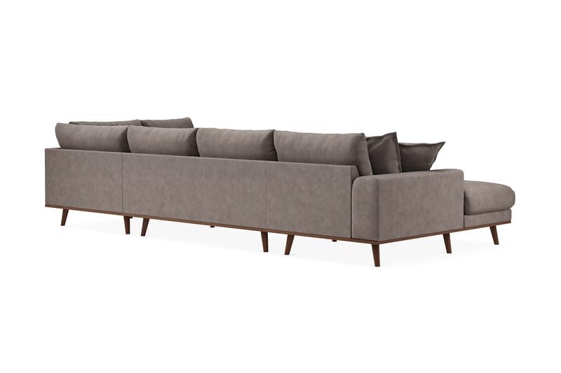 Copenhagen Premium 5-personers Højrevendt U-formet Dyb Sofa med Divan og Chaiselong i Stoff - Brun - Møbler - Sofaer - U-sofa
