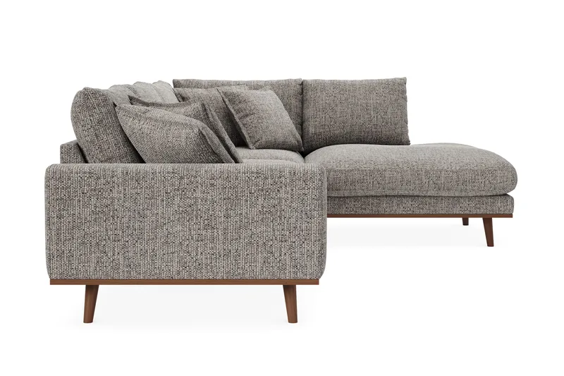 Copenhagen Premium 4-personers Højrevendt L-formet Dyb Chaiselongsofa i Chenille - Grå - Møbler - Sofaer - Sofaer med sjeselong - 4 seters sofa med divan