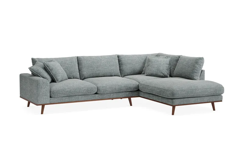Copenhagen Premium 4-personers Højrevendt L-formet Dyb Chaiselongsofa i Chenille - Grå/blå - Møbler - Sofaer - Sofaer med sjeselong - 4 seters sofa med divan