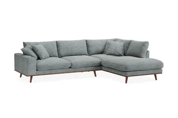 Copenhagen Premium 4-personers Højrevendt L-formet Dyb Chaiselongsofa i Chenille - Grå/blå - Møbler - Sofaer - Sofaer med sjeselong - 4 seters sofa med divan