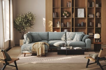 Copenhagen Premium 4-personers Venstrevendt L-formet Dyb Chaiselongsofa i Chenille - Grå/blå - Møbler - Sofaer - Sofaer med sjeselong - 4 seters sofa med divan