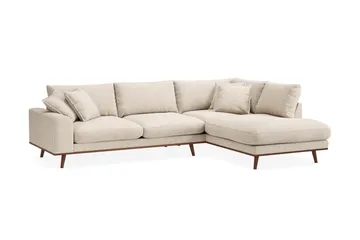 Copenhagen Premium 4-personers Højrevendt L-formet Dyb Chaiselongsofa i Chenille - Beige - Møbler - Sofaer - Sofaer med sjeselong - 4 seters sofa med divan