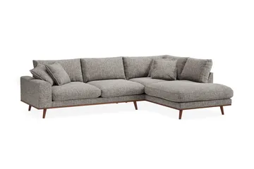 Copenhagen Premium 4-personers Højrevendt L-formet Dyb Chaiselongsofa i Chenille - Grå - Møbler - Sofaer - Sofaer med sjeselong - 4 seters sofa med divan
