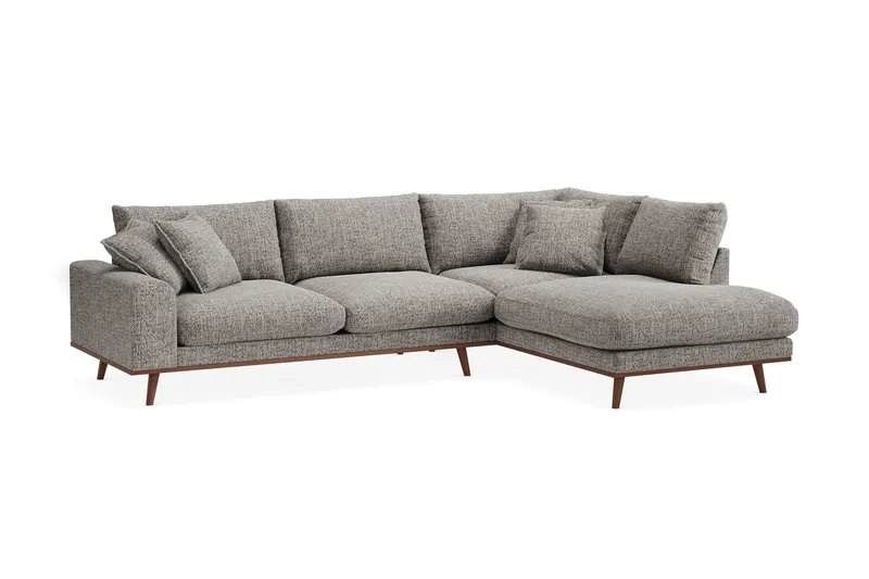 Copenhagen Premium 4-personers Højrevendt L-formet Dyb Chaiselongsofa i Chenille - Grå - Møbler - Sofaer - Sofaer med sjeselong - 4 seters sofa med divan