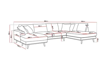 Copenhagen Premium 5-personers Højrevendt U-formet Dyb Sofa med Divan og Chaiselong i Chenille - Brun - Møbler - Sofaer - U-sofa