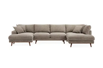 Copenhagen Premium 5-personers Højrevendt U-formet Dyb Sofa med Divan og Chaiselong i Chenille - Brun - Møbler - Sofaer - U-sofa