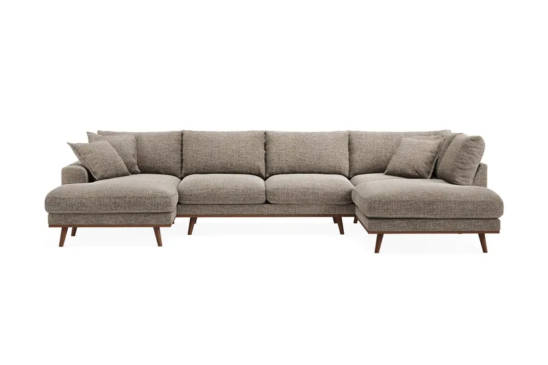 Copenhagen Premium 5-personers Højrevendt U-formet Dyb Sofa med Divan og Chaiselong i Chenille - Brun - Møbler - Sofaer - U-sofa