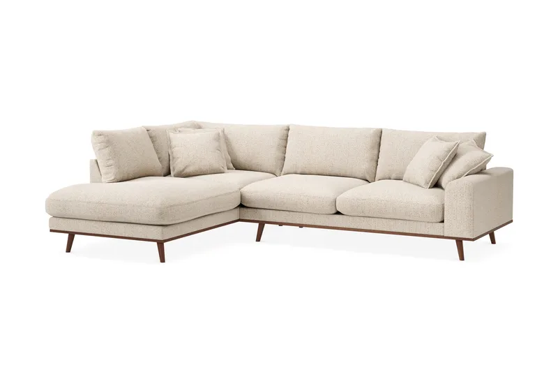 Copenhagen Premium 4-personers Venstrevendt L-formet Dyb Chaiselongsofa i Chenille - Beige - Møbler - Sofaer - Sofaer med sjeselong - 4 seters sofa med divan