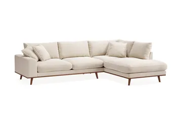 Copenhagen Premium 4-personers Højrevendt L-formet Dyb Chaiselongsofa i Chenille - Lys beige - Møbler - Sofaer - Sofaer med sjeselong - 4 seters sofa med divan