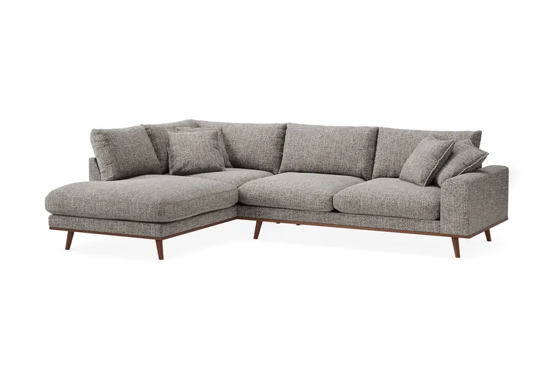Copenhagen Premium 4-personers Venstrevendt L-formet Dyb Chaiselongsofa i Chenille - Grå - Møbler - Sofaer - Sofaer med sjeselong - 4 seters sofa med divan
