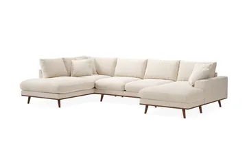 Copenhagen Premium 5-personers Venstrevendt U-formet Dyb Sofa med Divan og Chaiselong i Chenille - Lys beige - Møbler - Sofaer - U-sofa