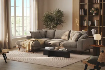 Copenhagen Premium 4-personers Venstrevendt L-formet Dyb Divansofa i Chenille - Brun - Møbler - Sofaer - Sofaer med sjeselong - 4 seters sofa med divan