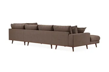 Copenhagen Premium 5-personers Højrevendt U-formet Dyb Sofa med Divan og Chaiselong i Stoff - Mørkebrun - Møbler - Sofaer - U-sofa
