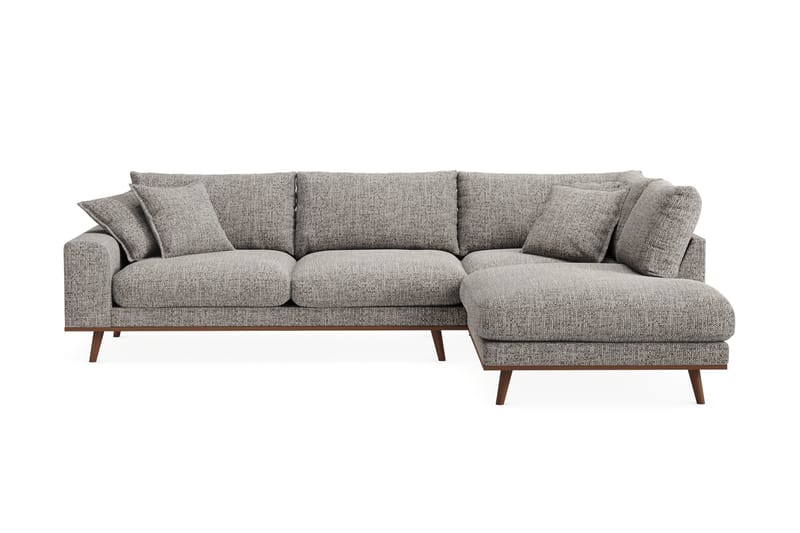 Copenhagen Premium 4-personers Højrevendt L-formet Dyb Chaiselongsofa i Chenille - Grå - Møbler - Sofaer - Sofaer med sjeselong - 4 seters sofa med divan