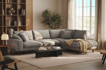 Copenhagen Premium 4-personers Højrevendt L-formet Dyb Chaiselongsofa i Chenille - Grå - Møbler - Sofaer - Sofaer med sjeselong - 4 seters sofa med divan