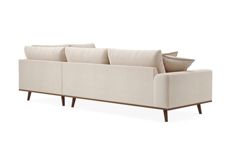 Copenhagen Premium 4-personers Højrevendt L-formet Dyb Chaiselongsofa i Chenille - Lys beige - Møbler - Sofaer - Sofaer med sjeselong - 4 seters sofa med divan