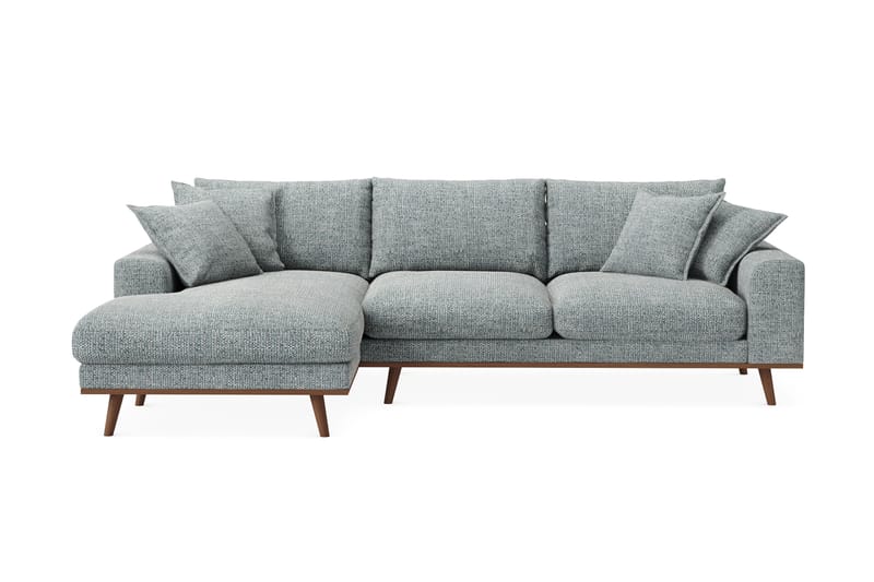 Copenhagen Premium 4-personers Venstrevendt L-formet Dyb Divansofa i Chenille - Grå/blå - Møbler - Sofaer - Sofaer med sjeselong - 4 seters sofa med divan