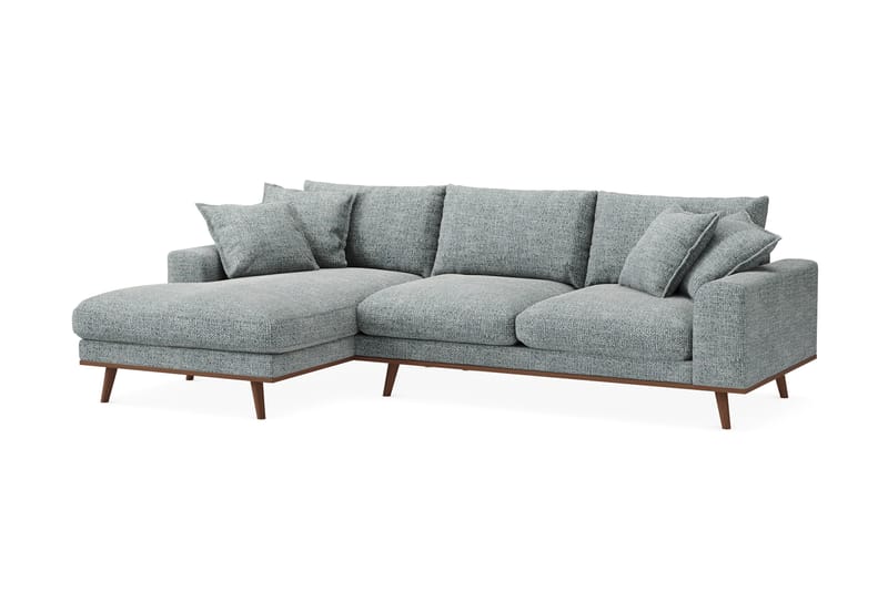 Copenhagen Premium 4-personers Venstrevendt L-formet Dyb Divansofa i Chenille - Grå/blå - Møbler - Sofaer - Sofaer med sjeselong - 4 seters sofa med divan