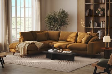 Copenhagen Premium 4-personers Venstrevendt L-formet Dyb Chaiselongsofa i Stof - Sennepsgul - Møbler - Sofaer - Sofaer med sjeselong - 4 seters sofa med divan