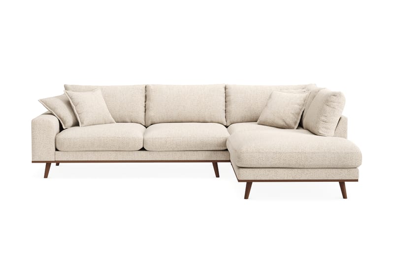 Copenhagen Premium 4-personers Højrevendt L-formet Dyb Chaiselongsofa i Chenille - Beige - Møbler - Sofaer - Sofaer med sjeselong - 4 seters sofa med divan
