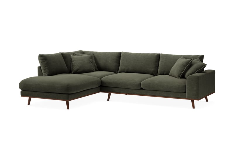 Copenhagen Premium 4-personers Venstrevendt L-formet Dyb Chaiselongsofa i Stof - Grøn - Møbler - Sofaer - Sofaer med sjeselong - 4 seters sofa med divan