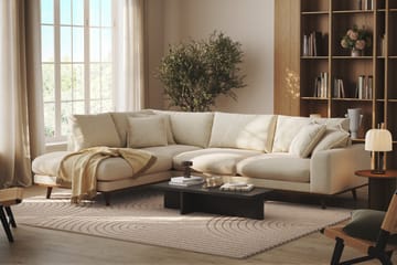 Copenhagen Premium 4-personers Venstrevendt L-formet Dyb Chaiselongsofa i Stof - Beige - Møbler - Sofaer - Sofaer med sjeselong - 4 seters sofa med divan
