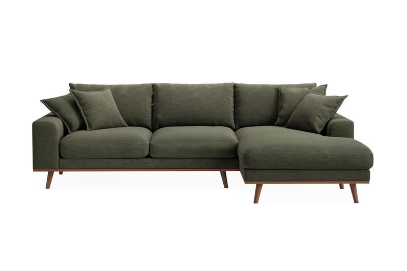 Copenhagen Premium 4-personers Højrevendt L-formet Dyb Divansofa i Stof - Grøn - Møbler - Sofaer - Sofaer med sjeselong - 4 seters sofa med divan