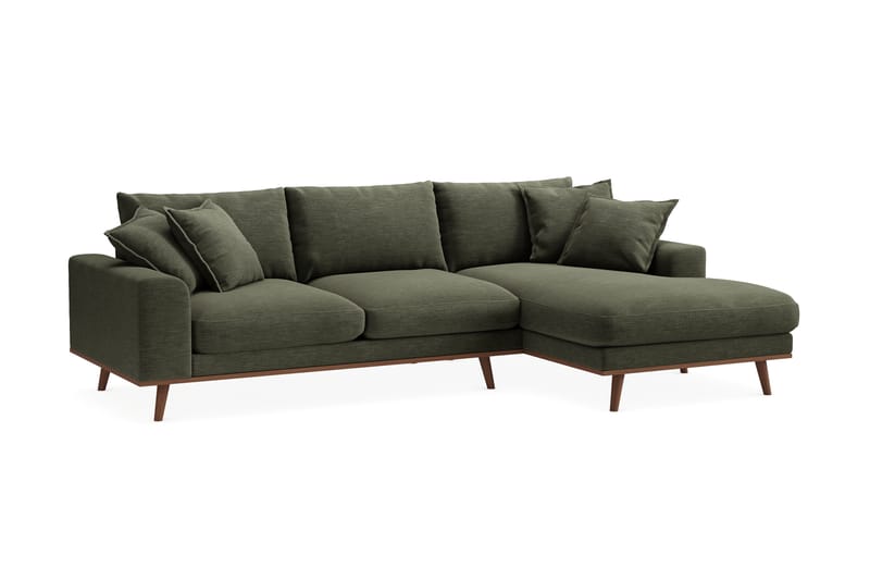 Copenhagen Premium 4-personers Højrevendt L-formet Dyb Divansofa i Stof - Grøn - Møbler - Sofaer - Sofaer med sjeselong - 4 seters sofa med divan