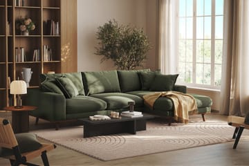 Copenhagen Premium 4-personers Højrevendt L-formet Dyb Divansofa i Stof - Grøn - Møbler - Sofaer - Sofaer med sjeselong - 4 seters sofa med divan