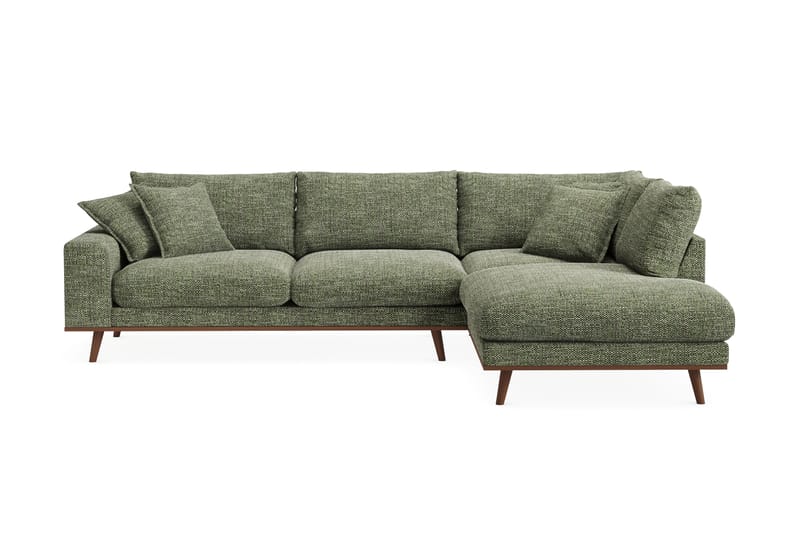 Copenhagen Premium 4-personers Højrevendt L-formet Dyb Chaiselongsofa i Chenille - Grøn - Møbler - Sofaer - Sofaer med sjeselong - 4 seters sofa med divan
