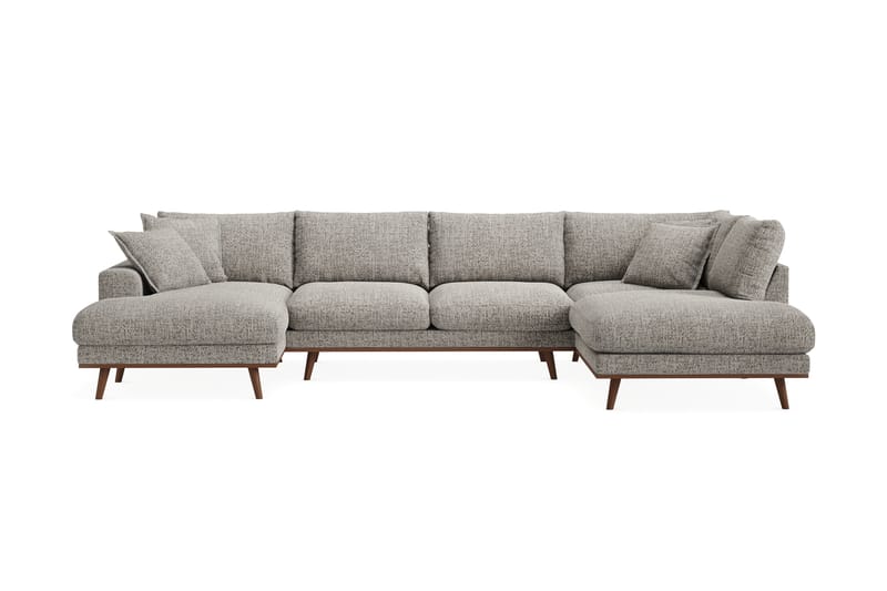 Copenhagen Premium 5-personers Højrevendt U-formet Dyb Sofa med Divan og Chaiselong i Chenille - Grå - Møbler - Sofaer - U-sofa