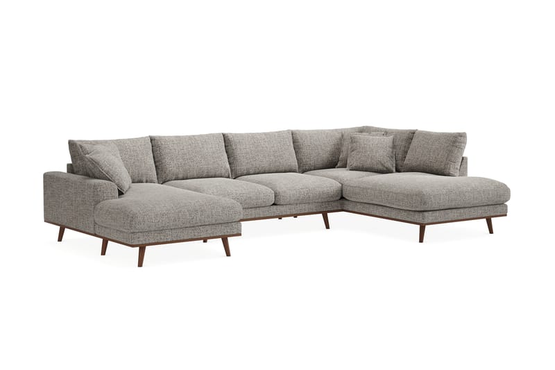 Copenhagen Premium 5-personers Højrevendt U-formet Dyb Sofa med Divan og Chaiselong i Chenille - Grå - Møbler - Sofaer - U-sofa