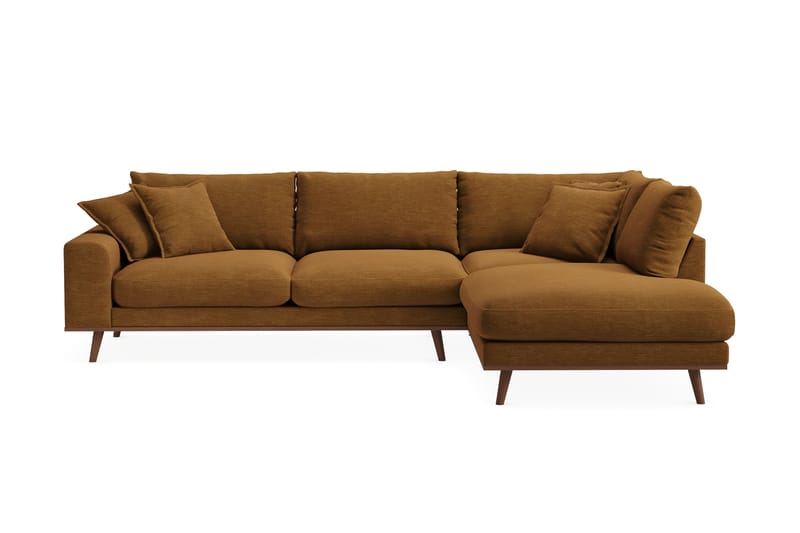 Copenhagen Premium 4-personers Højrevendt L-formet Dyb Chaiselongsofa i Stof - Sennepsgul - Møbler - Sofaer - Sofaer med sjeselong - 4 seters sofa med divan