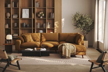 Copenhagen Premium 4-personers Højrevendt L-formet Dyb Chaiselongsofa i Stof - Sennepsgul - Møbler - Sofaer - Sofaer med sjeselong - 4 seters sofa med divan