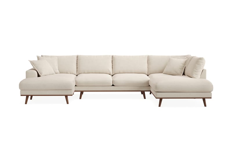 Copenhagen Premium 5-personers Venstrevendt U-formet Dyb Sofa med Divan og Chaiselong i Stof - Beige - Møbler - Sofaer - U-sofa