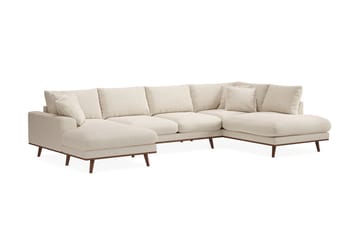 Copenhagen Premium 5-personers Venstrevendt U-formet Dyb Sofa med Divan og Chaiselong i Stof - Beige - Møbler - Sofaer - U-sofa