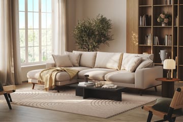 Copenhagen Premium 4-personers Venstrevendt L-formet Dyb Divansofa i Bouclé - Lys beige - Møbler - Sofaer - Sofaer med sjeselong - 4 seters sofa med divan