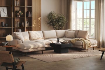 Copenhagen Premium 5-personers Højrevendt U-formet Dyb Sofa med Divan og Chaiselong i Bouclé - Lys beige - Møbler - Sofaer - U-sofa