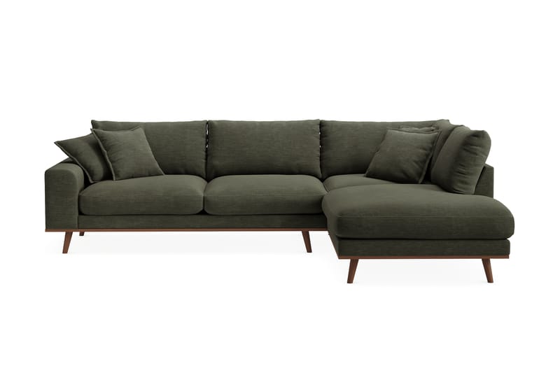 Copenhagen Premium 4-personers Højrevendt L-formet Dyb Chaiselongsofa i Stof - Grøn - Møbler - Sofaer - Sofaer med sjeselong - 4 seters sofa med divan