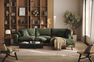 Copenhagen Premium 4-personers Højrevendt L-formet Dyb Chaiselongsofa i Stof - Grøn - Møbler - Sofaer - Sofaer med sjeselong - 4 seters sofa med divan