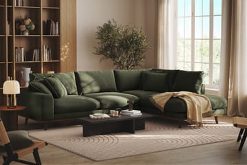 Copenhagen Premium 4-personers Højrevendt L-formet Dyb Chaiselongsofa i Stof - Grøn - Møbler - Sofaer - Sofaer med sjeselong - 4 seters sofa med divan