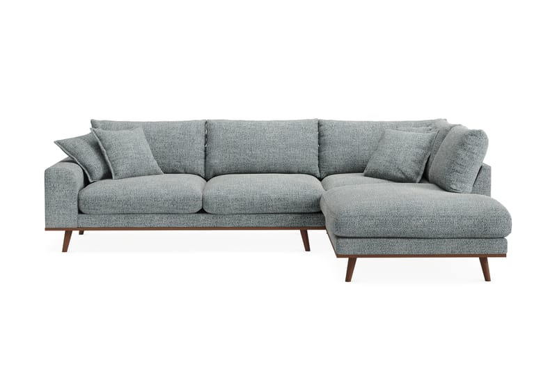 Copenhagen Premium 4-personers Højrevendt L-formet Dyb Chaiselongsofa i Chenille - Grå/blå - Møbler - Sofaer - Sofaer med sjeselong - 4 seters sofa med divan